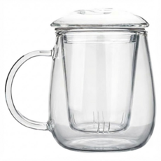 RELEA 物生物 耐熱玻璃泡茶杯 附濾茶器, 500ml, 透明色, 1個