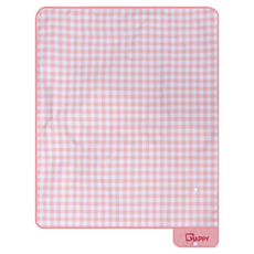 Derhappy 提袋一體式雙面防水單人野餐墊, 格紋蜜桃