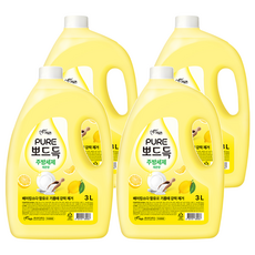 피죤퓨어 뽀드득 주방세제 레몬향, 3L, 4개