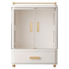 KOLKO 白羽 HAKUHA 化妝品收納盒 單抽屜 A0290-1, 透明雙開門, 白色, 1個