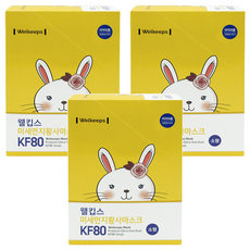 Welkeeps 細懸浮微粒黃沙口罩 小型 KF80, 25片, 3盒, 白色