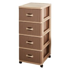 風尚四層櫃 附輪子, 四層, 淺棕色 + 深棕色