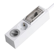 SWEET HOME 大容量配線切斷用延長線 2孔+安全蓋組, 1m, 白色, 1套