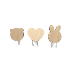 Studio 612 壁掛式木製小狗熊 + 心 + 兔子套組, 木頭, 1套