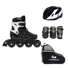 wheelers 兒童用 Ace2 直排輪 + 包包 + 護具 + 安全帽 組合套裝, 黑色