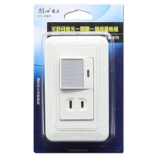 朝日電工 大型夜光單開單插組 - 高尚條紋風 簡約舒適, 1組