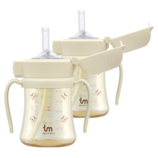 토비앤몰리 유아용 PPSU 원터치락 빨대컵, 180ml, 2개, 돗람이 바닐라