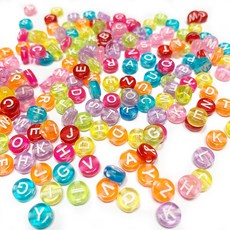 脆軟泥材料 圓形混合字母 6mm, 1個, 混色