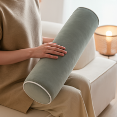 舒適記憶棉圓筒頸椎枕, 灰色, 2個