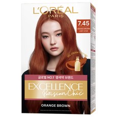 로레알파리 엑셀랑스 파리지앵 시크 라이트닝 톤업 염모제, 7.45호 오렌지 브라운, 1개