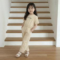 CONTIKIDS 女童款Mond立肩短袖上衣+開叉長褲套裝