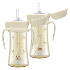 토비앤몰리 유아용 PPSU 원터치락 빨대컵, 280ml, 2개, 돗람이바닐라