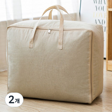 패브릭 단색 빅수납함, 베이지, 2개