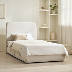 스칸디아 데니아 호텔 기능성 패브릭 침대 + 양모 7존 독립 매트리스 방문설치, 프레임(아이보리), 매트리스(라이트그레이)