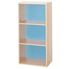 IRIS OHYAMA 愛麗思歐雅瑪 繽紛木製三層組合收納櫃 ACX-3 原木色 白色 藍色, 原木色+白色+藍色, 1個