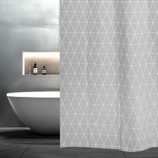 Saenghwalgongsik 幾何圖案防水浴簾, 1個, 灰色系