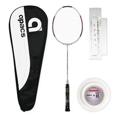APACS Ziggler 羽球拍 白色 + 穿線 + 球拍套 + 握把布組合 565 KR, 1套, 單一商品