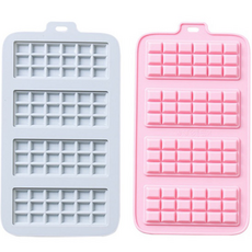 B Home Baking 板狀巧克力鬆餅模 矽膠模具 4格, 1套, 藍色 + 粉紅色