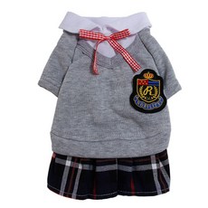 Pick&Pet 寵物校園校服風格女款蝴蝶結短裙, 灰色, 1個