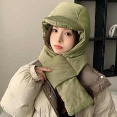 페이퍼먼츠 보온 패딩 일체형 귀달이 모자형 머플러 12693