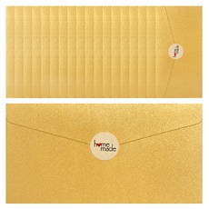 Cherish Young Art 感謝信封 20入 + 貼紙 30入, 淡金色(信封), 愛心(貼紙), 1套