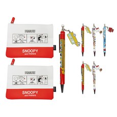 花生漫畫史努比收納袋 + 自動鉛筆 3入, 隨機出貨, 2套