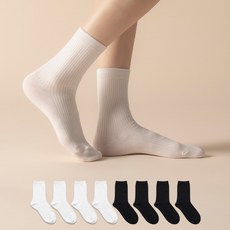 삭피엔스 여성용 발목이 가늘어 보이는 골지 중목 양말 8켤레 세트