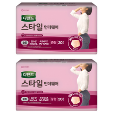 디펜드 여성용 스타일 언더웨어 라이트핏 성인기저귀 슬림, 중형, 20개입, 2개