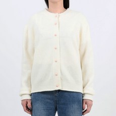 엘쏘 여성용 라운드넥 와플 니트 가디건