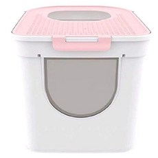 魔方頂入式貓砂盆，凸點落砂踏板，高硬度材質盆體, 小款, 粉色, 1個