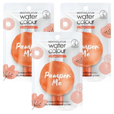 MENTHOLATUM 曼秀雷敦水彩潤唇膏，10種天然植物萃取，絲滑柔順天然唇色, 02 暖陽橙, 3支, 3g