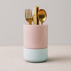 BOWLBOWL 韓國製 復古系列 瀝水餐具筒 M, 嫩粉色 + 天空藍, 1個