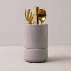 BOWLBOWL 韓國製 復古系列 瀝水餐具筒 M, 煙灰色 + 煙灰色, 1個