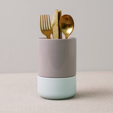 BOWLBOWL 韓國製 復古系列 瀝水餐具筒 M, 煙灰色 + 天空藍, 1個