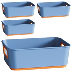앤티스 배색 라인 깔끔 정리 바구니, 블루, 4개