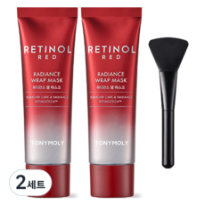 TONYMOLY 紅色視黃醇煥採裹敷面膜 50ml x 2p + 刷子套裝, 2組