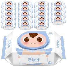순둥이 오리지널 플러스 엘블루 아기물티슈 캡형, 75g, 70매, 20세트