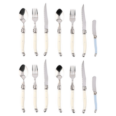 장네론 리옹라귀올 양식 커트러리 4인 14p 세트, 아이보리(디너스푼, 디너포크, 나이프), 스카이블루(버터나이프), 디너스푼 4p + 디너포크 4p + 나이프 4p + 버터나이프 2p, 1세트