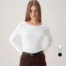 ELLE PARIS 여성용 보트넥 시어 립 긴팔 티셔츠
