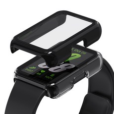 칸탐 갤럭시 핏3 호환 풀커버 강화유리 케이스 2p 세트, 투명+블랙, 1개