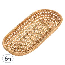 메인홈 미니 바스켓 라탄 보관 트레이, 브라운, 6개