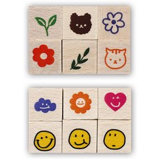 The Somssi 動物手帳裝飾木頭印章 2件組, 混合色, 1套