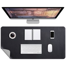 VIN&CO 書桌皮革雙面長桌墊 L 80 x 40 cm, 黑灰色, 1個