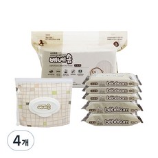 베베솜 무표백 순면 아기 건티슈 10매x3p + 20매x2p + 100매 + 지퍼백, 60g, 4세트