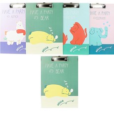 Maket Gamseong 隨機圖案 動物派對 硬紙板夾子 5入, 隨機出貨