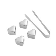 不銹鋼冰塊 4 件 + 盒子 + 夾子套組心, 1套