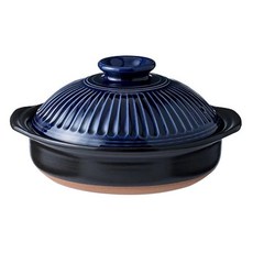 GINPO 銀峯 陶器 萬古燒菊花鍋 琉璃釉 7號 1.1L 藍色 1-2人用, 1個