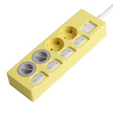 스윗홈 개별 절전 과부하차단 컬러 멀티탭 4구 + 안전커버 2p 세트, 1.5m, YELLOW, 1세트
