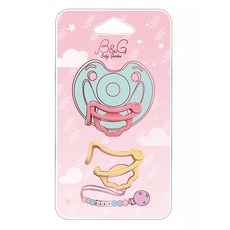 Baby Garden 香草奶嘴萬用扣夾 Set 2個, PHILIPS Soothie系列奶嘴/PHILIPS AVENT熊熊奶嘴專屬扣夾, 無奶嘴, 粉色 + 黃色, 1組