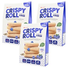 LOTTE 樂天兒童捲心棒 Set 8支 非油炸烘焙 方便攜帶, 藍苺味, 40g, 3盒